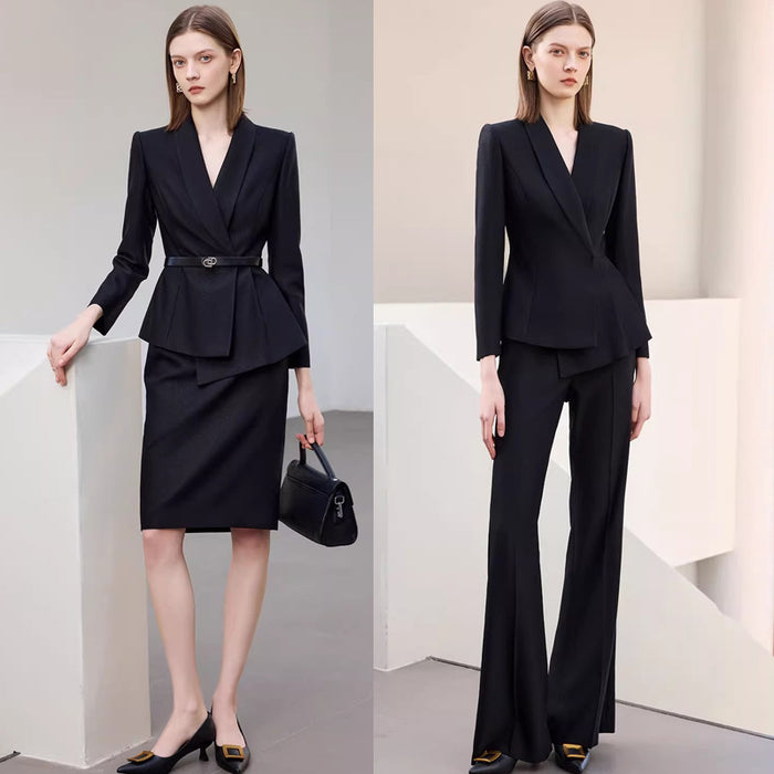 Ad2026 New Style Professional Women's Suit Autumn Long-Sleeved Suit Jacket Flared Pants Two-Piece Work Clothes Formal Wear