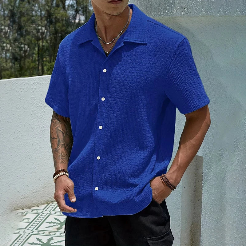 Men's Casual Shirt Summer Short Sleeve Male Clothing Hip Hop Streetwear Plus Tops Black White Tee Fashion Baggy Shirt For Men