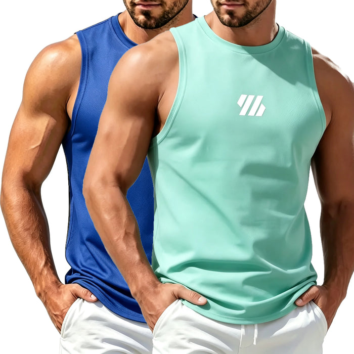 Men's Casual Fitness Tank Top Sportswear Sleeveless Shirt Male Mesh Breathable Tops Tee Sports Vest Undershirt Gyms Vest Men