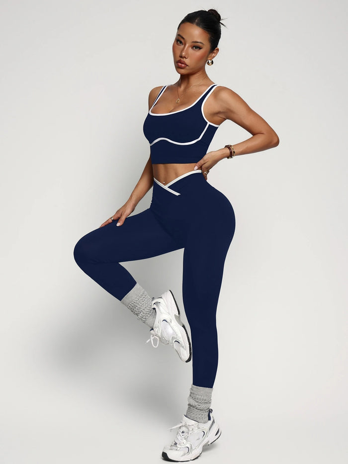 2-piece yoga exercise set, bra, vest, pants, fitness suit, yoga suit, women's high waist and hip lifting yoga suit set