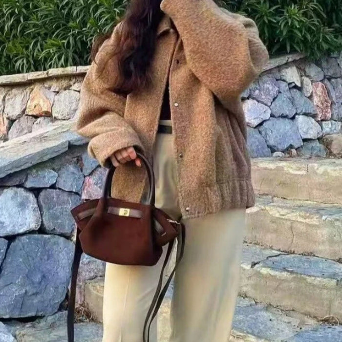 Casual Jacket, Loose Coat for Women, Fashionable Lazy Soft Jacket, Women's Retro Wool Coat, Women's Short Jacket