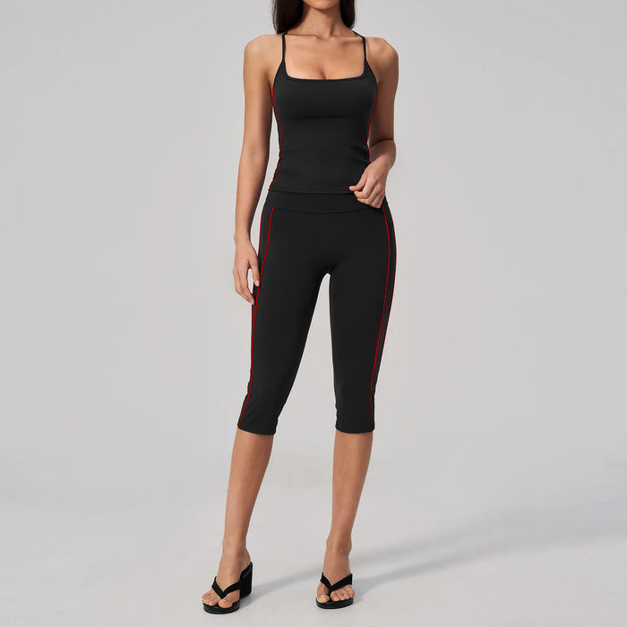 Yoga Set Fitness Outfits Sportswear Gym Tracksuit 2 Pieces High Waist Capri Pants Sports Bra Athletic Wear Women Workout Clothes