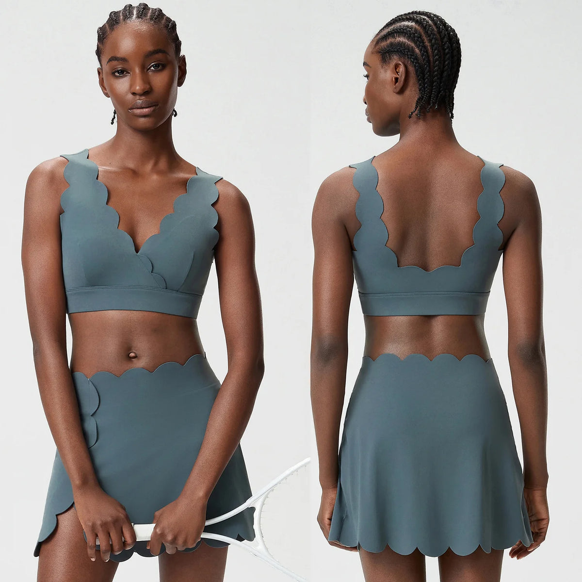 Yoga Set 2 Pieces Gym Clothes Woman Exercise Sets High Waist Hip Lifting Yoga V-neck Vest Short Skirts Gym Workout Clothing
