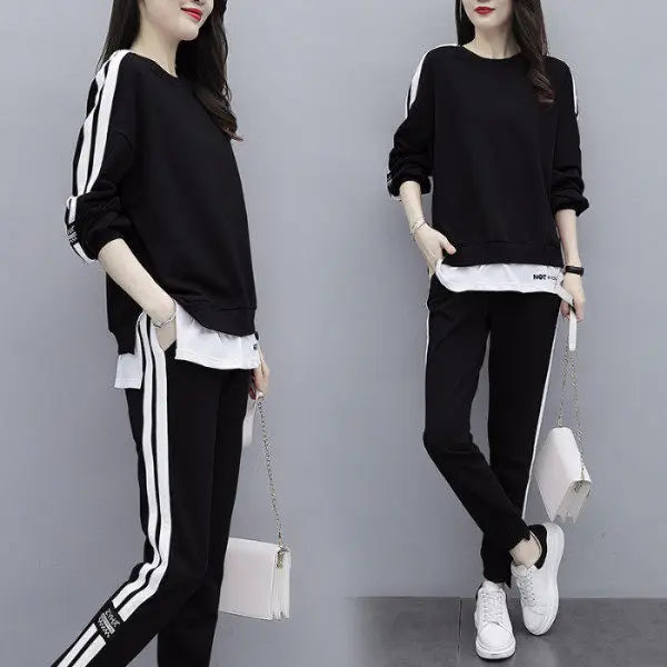 Casual Sportswear Set for Women Spring Autumn New Style Loose Fashionable Large Size Trendy Sweatshirt Best Friend Outfit