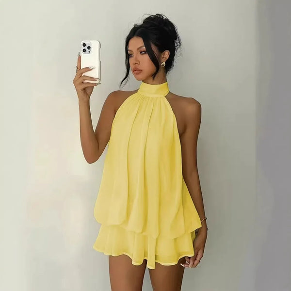 Women's Casual Dresses Woman Clothes Elegant Party Solid-color Beachwear Slim-fitting Sexy Backless Skirt Dress Female Clothing
