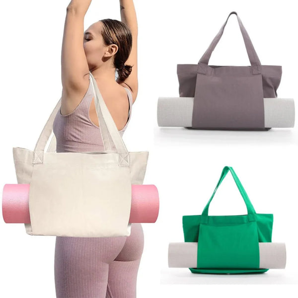 Yoga Mat Carrier,Gym Bag with Yoga Mat Holder,Canvas Tote with Shoulder Strap for Pilate,Travel,Office,Sports, Workout and Beach