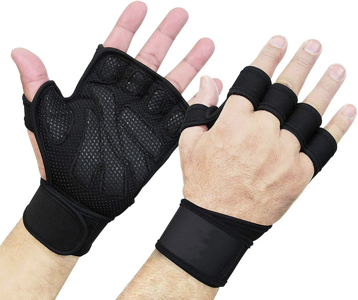 1Pair Training Sport Gloves for Men Women Workout Fitness Body Building Weightlifting Gym Hand Wrist Palm Protector Dumbbells Ha
