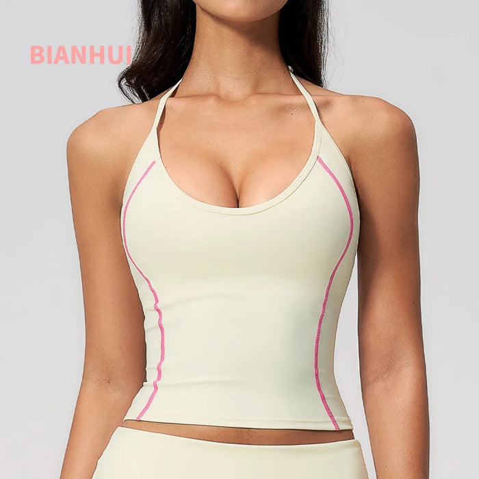 Women's Gym Outfit Women's Underwear Halter Neck Tank Top Sportswear Woman Gym Summer Women's Workout Clothes Sporty Woman Tops