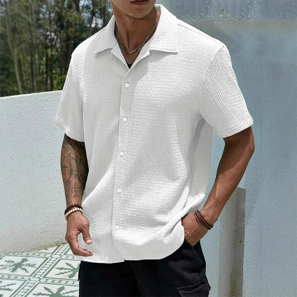 Men's Casual Shirt Summer Short Sleeve Male Clothing Hip Hop Streetwear Plus Tops Black White Tee Fashion Baggy Shirt For Men