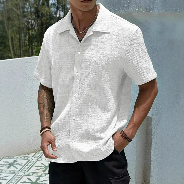 Men's Casual Shirt Summer Short Sleeve Male Clothing Hip Hop Streetwear Plus Tops Black White Tee Fashion Baggy Shirt For Men