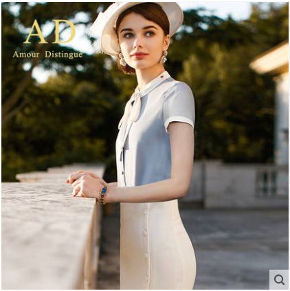 AD2024 fashion lace-up bow long sleeve women's OL shirt commuter white collar shirt business wear work clothes spring and summer