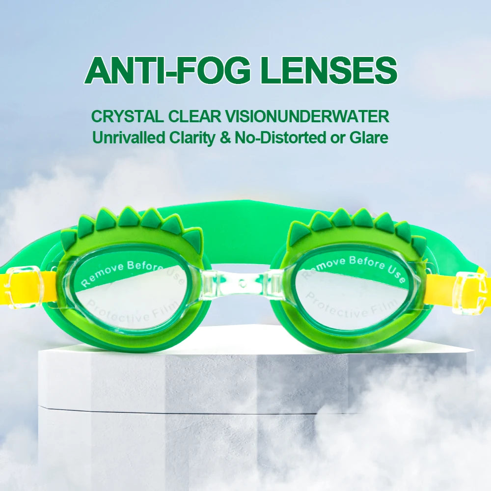 Kids UV Protection Anti-Fog Waterproof Swim Goggles with 100% Silicone Strap and Adjustable Fit for Children