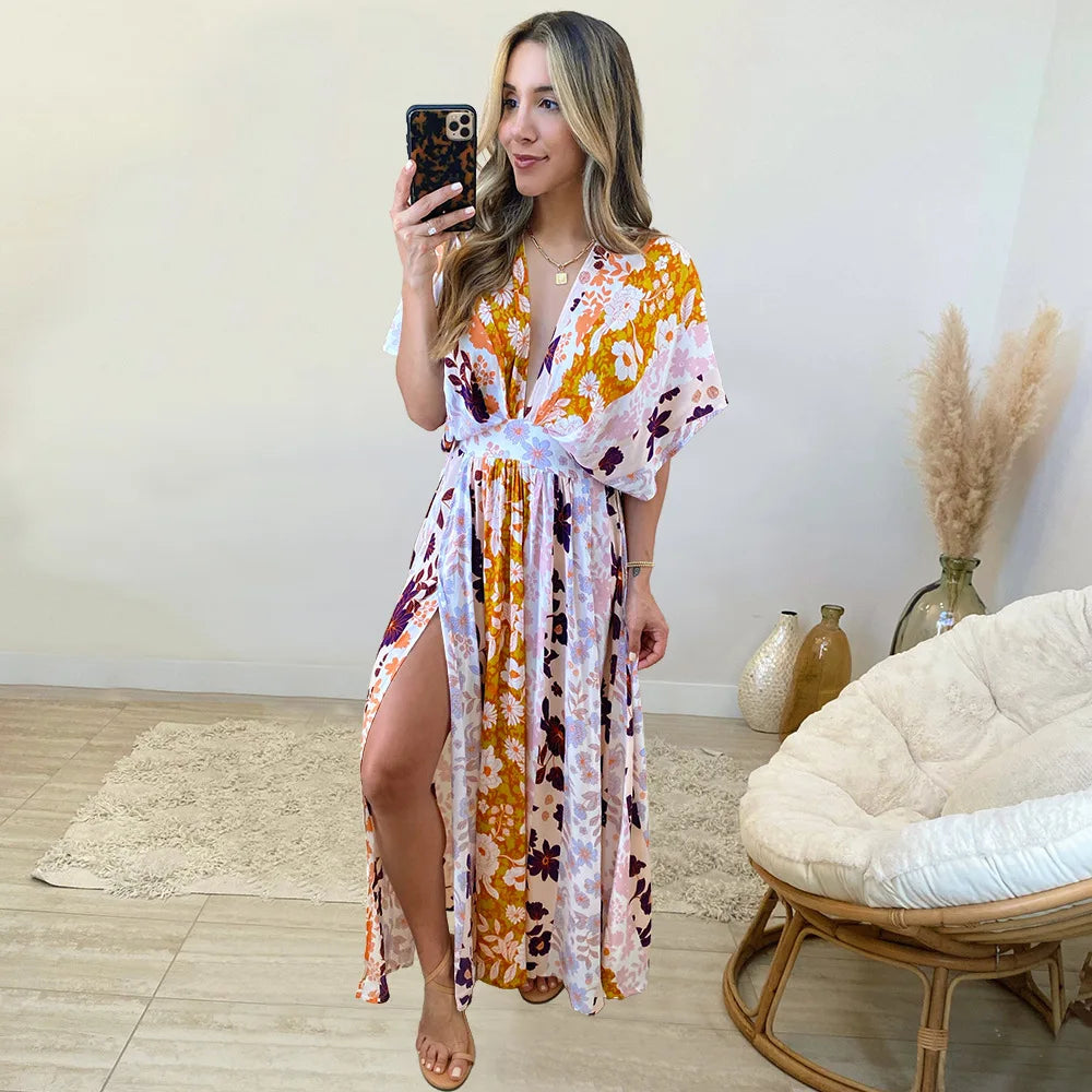 2023 Sexy Bikini Cover-ups Long Tunic Casual Summer Beach Dress Elegant Women Plus Size Beach Wear Swim Suit Cover up