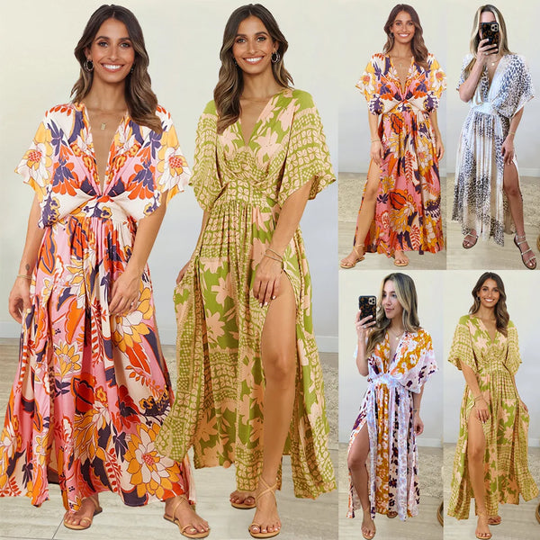2023 Sexy Bikini Cover-ups Long Tunic Casual Summer Beach Dress Elegant Women Plus Size Beach Wear Swim Suit Cover up