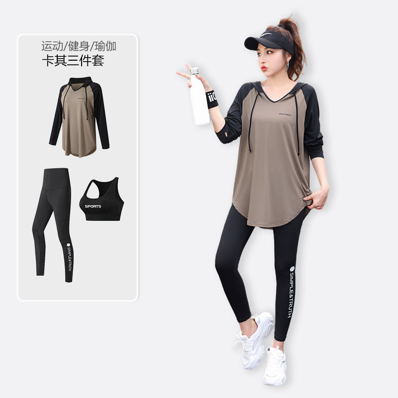 Yoga Fitness Clothes suit Sports Running Gym plus size chubby girl Covering Belly Slimming Relaxed-fit Korean Style