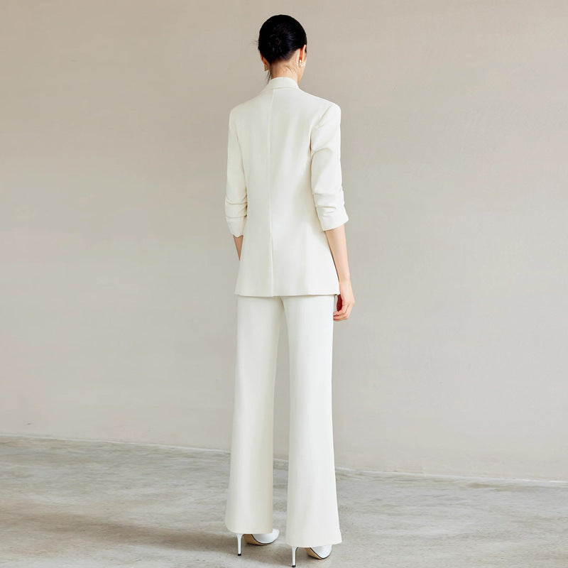 Spring and Autumn New High-End White-Collar Suit Suit White One-Button Suit Pants Female President Formal Work Clothes