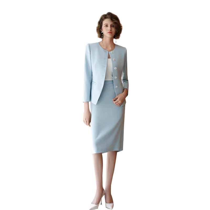 Western Style Suit Coat Women's Autumn and Winter Fashionable White Collar Work Suit suit Women's Beauty Salon Work Clothes Dress OL