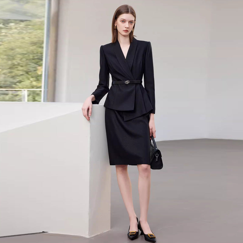 Ad2026 New Style Professional Women's Suit Autumn Long-Sleeved Suit Jacket Flared Pants Two-Piece Work Clothes Formal Wear