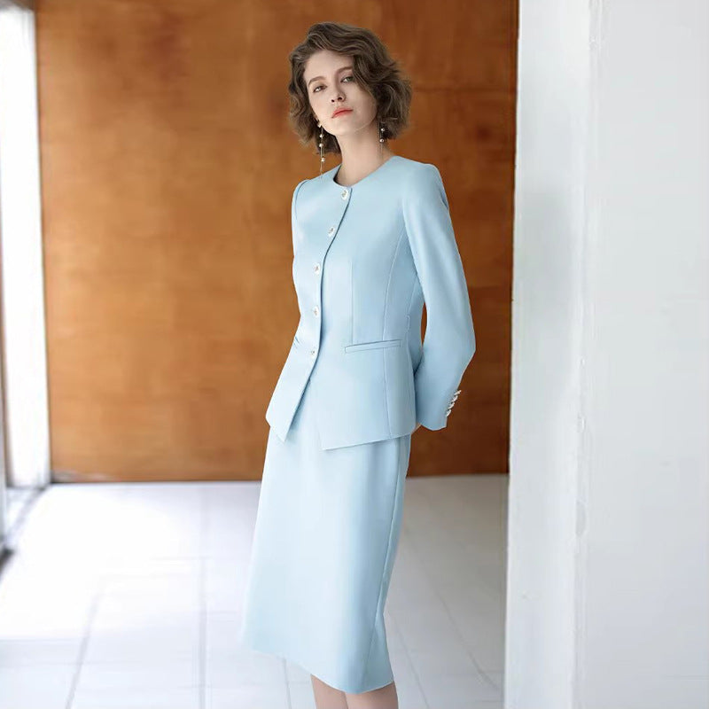 Western Style Suit Coat Women's Autumn and Winter Fashionable White Collar Work Suit suit Women's Beauty Salon Work Clothes Dress OL
