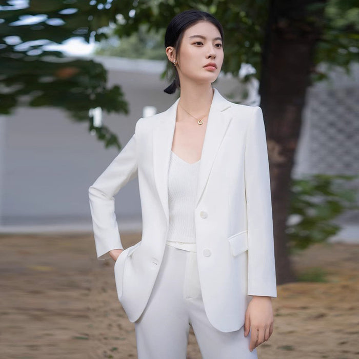 Spring and Autumn New High-grade White Suit suit Spurs Forumsuit Pants Broadcasting Host Suit Work Clothes