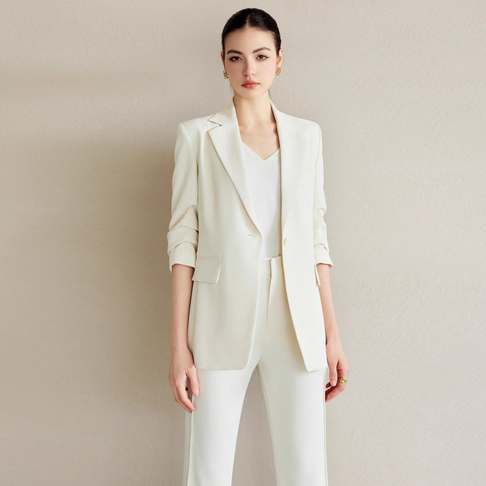 Spring and Autumn New High-End White-Collar Suit Suit White One-Button Suit Pants Female President Formal Work Clothes
