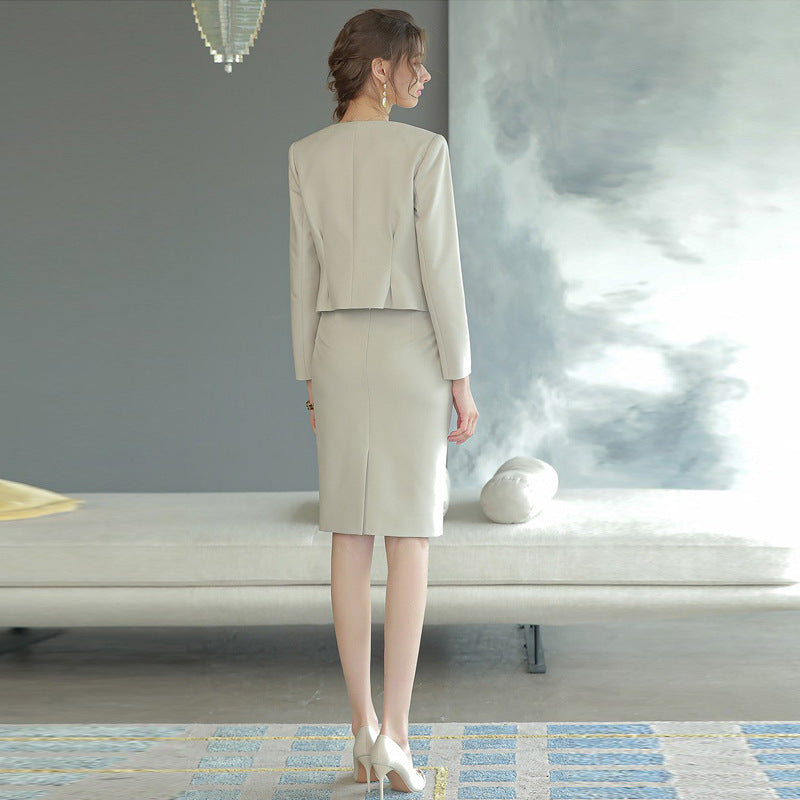 Spring and Autumn New Style Chanel Style Short Small Suit Suit Goddess Style High-end Professional Dress Dress Workplace Work Clothes