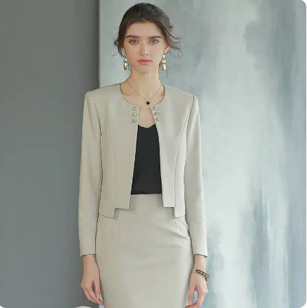 Spring and Autumn New Style Chanel Style Short Small Suit Suit Goddess Style High-end Professional Dress Dress Workplace Work Clothes