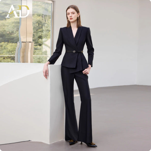 Ad2026 New Style Professional Women's Suit Autumn Long-Sleeved Suit Jacket Flared Pants Two-Piece Work Clothes Formal Wear