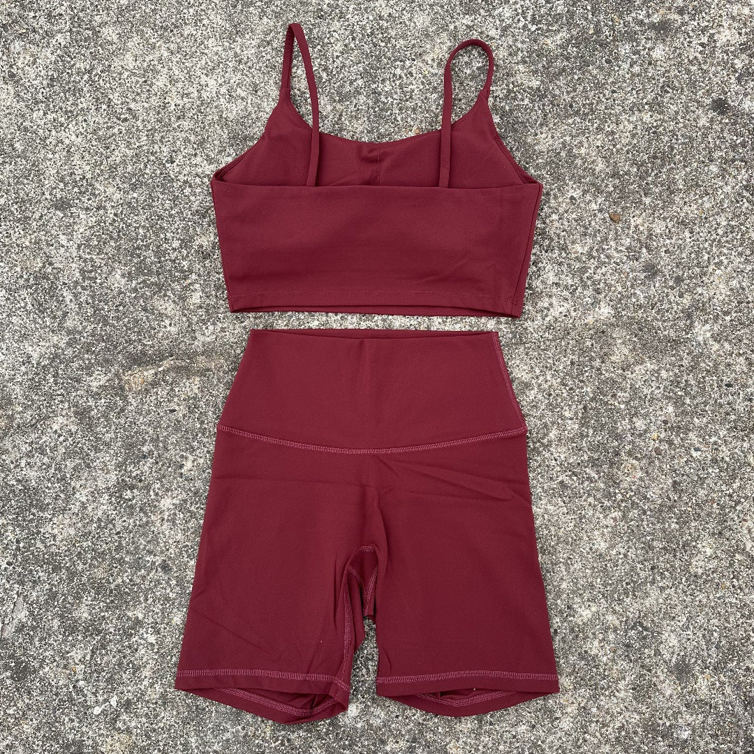 Women's Tight Stretch Yoga Shorts suit U-Shaped Camisole Outer Wear Sports Underwear gym yoga set