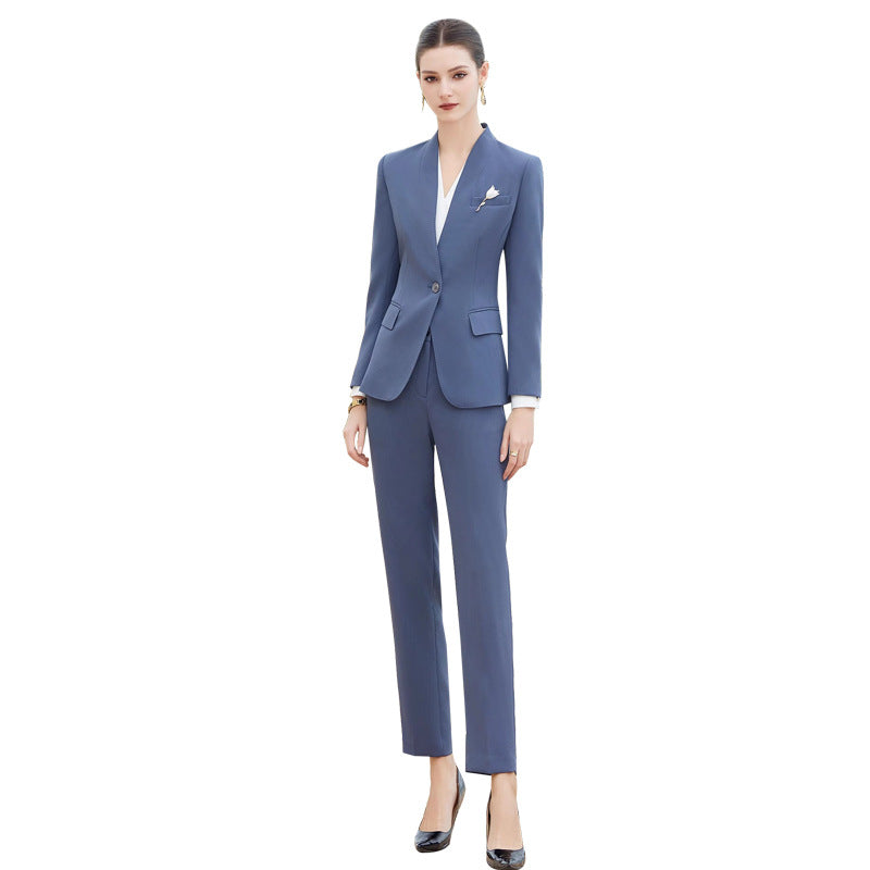 AD High-end Collarless Suit Coat Women's Business Wear Two-piece Set Slim-fit Slimming Cropped Pants Work Clothes Dress