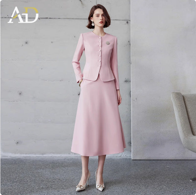 Ad Autumn Women's Clothing 2026 New Fashion Set Young and Stylish Age-Reducing Formal Wear White Professional Suit with Umbrella Skirt