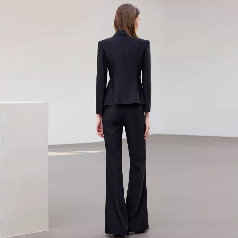 Ad2026 New Style Professional Women's Suit Autumn Long-Sleeved Suit Jacket Flared Pants Two-Piece Work Clothes Formal Wear