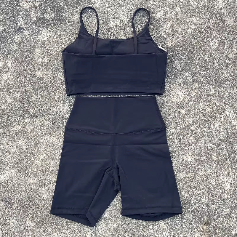 Women's Tight Stretch Yoga Shorts suit U-Shaped Camisole Outer Wear Sports Underwear gym yoga set
