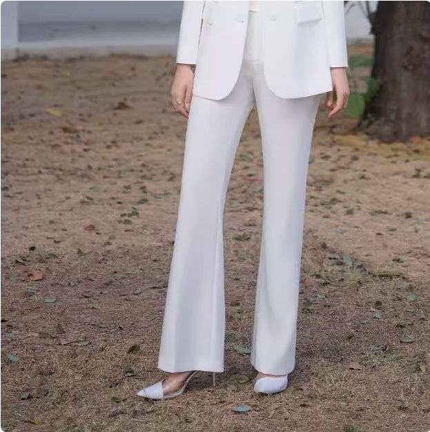 Spring and Autumn New High-grade White Suit suit Spurs Forumsuit Pants Broadcasting Host Suit Work Clothes