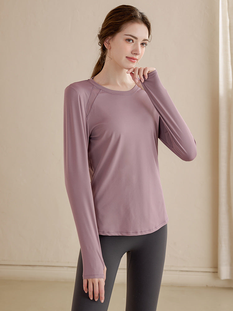 Yoga clothes women's long-sleeved workout clothes T-shirt breathable running professional workout clothes morning running workout clothes top spring and autumn