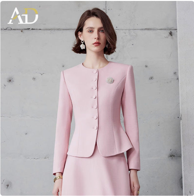 Ad Autumn Women's Clothing 2026 New Fashion Set Young and Stylish Age-Reducing Formal Wear White Professional Suit with Umbrella Skirt
