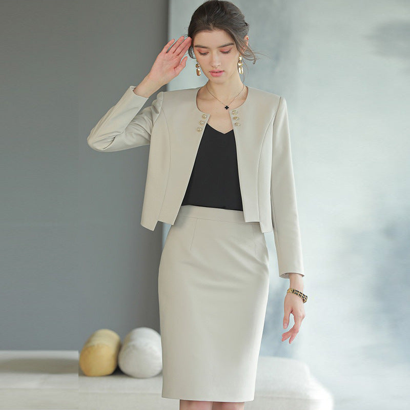 Spring and Autumn New Style Chanel Style Short Small Suit Suit Goddess Style High-end Professional Dress Dress Workplace Work Clothes