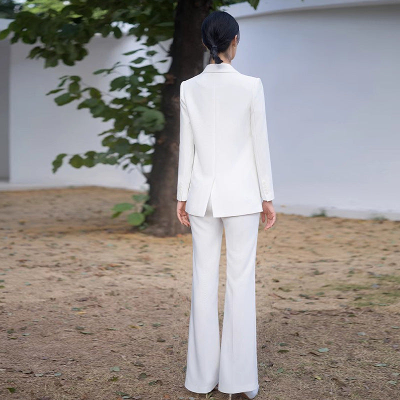 Spring and Autumn New High-grade White Suit suit Spurs Forumsuit Pants Broadcasting Host Suit Work Clothes