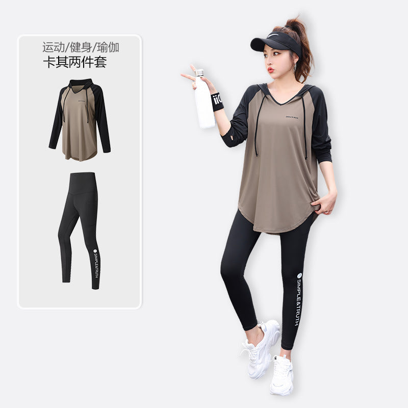 Yoga Fitness Clothes suit Sports Running Gym plus size chubby girl Covering Belly Slimming Relaxed-fit Korean Style