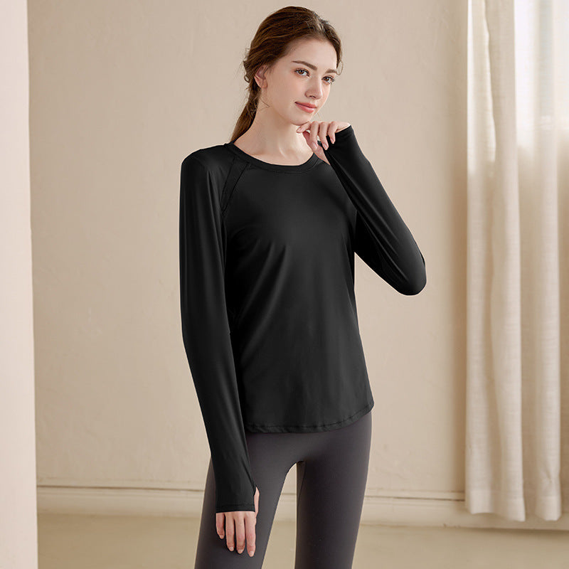 Yoga clothes women's long-sleeved workout clothes T-shirt breathable running professional workout clothes morning running workout clothes top spring and autumn