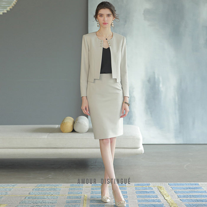 Spring and Autumn New Style Chanel Style Short Small Suit Suit Goddess Style High-end Professional Dress Dress Workplace Work Clothes