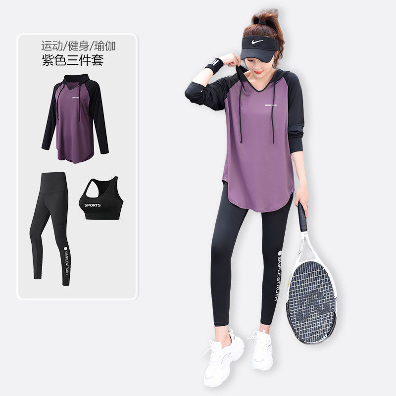 Yoga Fitness Clothes suit Sports Running Gym plus size chubby girl Covering Belly Slimming Relaxed-fit Korean Style