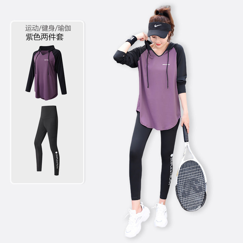 Yoga Fitness Clothes suit Sports Running Gym plus size chubby girl Covering Belly Slimming Relaxed-fit Korean Style
