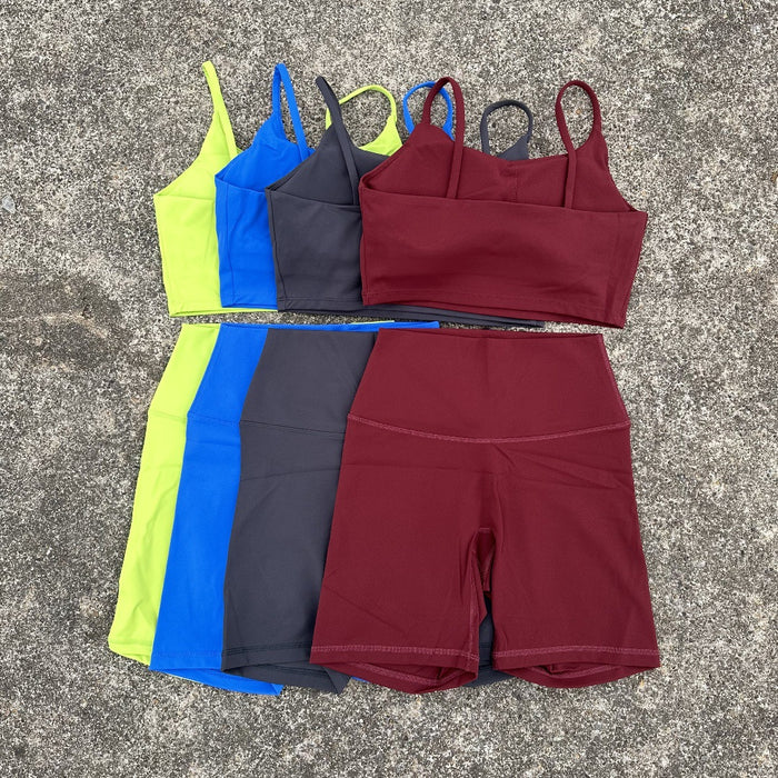 Women's Tight Stretch Yoga Shorts suit U-Shaped Camisole Outer Wear Sports Underwear gym yoga set