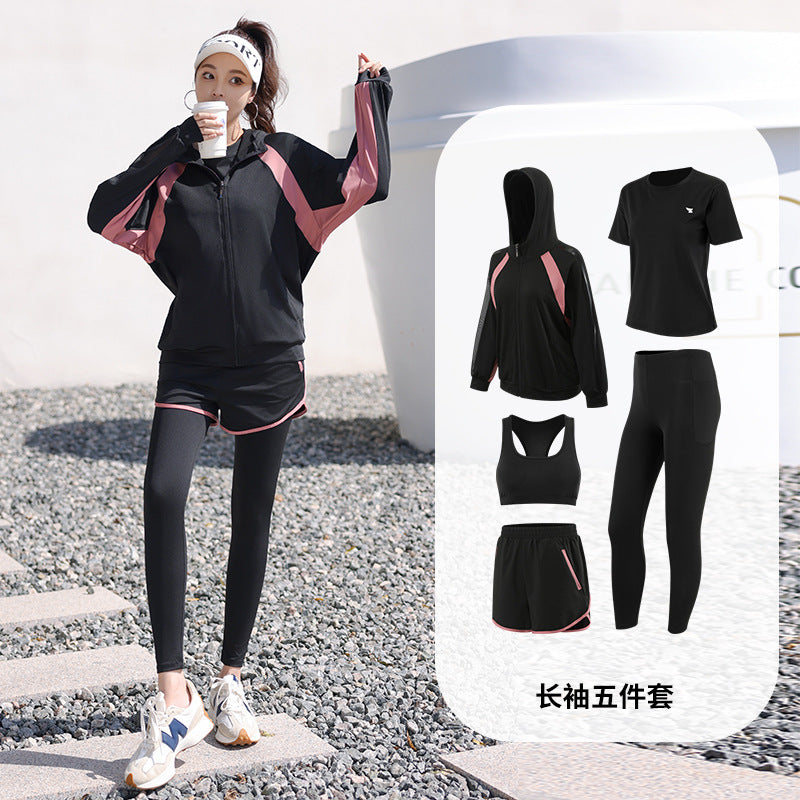 Yoga Fitness Clothing Tennis Suit Sports Running Gym Plus Size Fat mm Cover Belly Slimming Look Loose Factory Direct Sale
