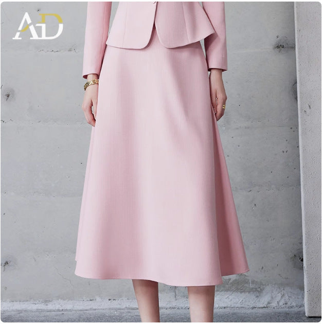 Ad Autumn Women's Clothing 2026 New Fashion Set Young and Stylish Age-Reducing Formal Wear White Professional Suit with Umbrella Skirt