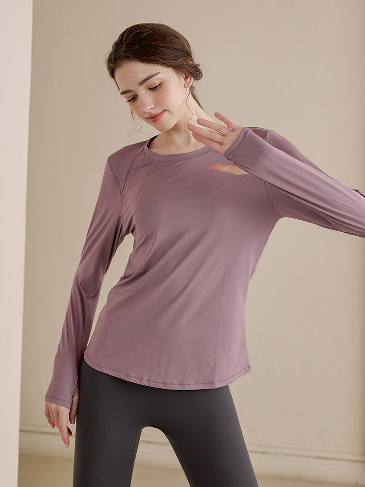 Yoga clothes women's long-sleeved workout clothes T-shirt breathable running professional workout clothes morning running workout clothes top spring and autumn