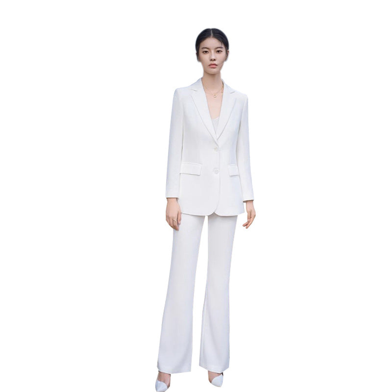 Spring and Autumn New High-grade White Suit suit Spurs Forumsuit Pants Broadcasting Host Suit Work Clothes