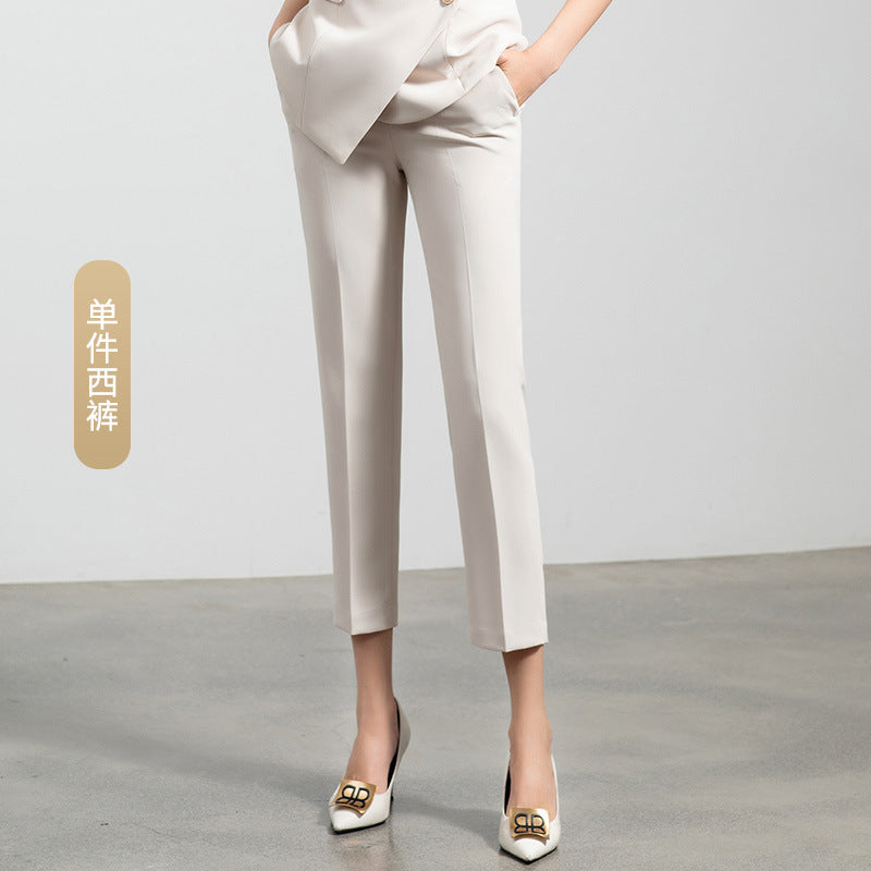 Summer business wear women's elegant thin short-sleeved suit apricot double-breasted fashion work clothes suit President formal wear