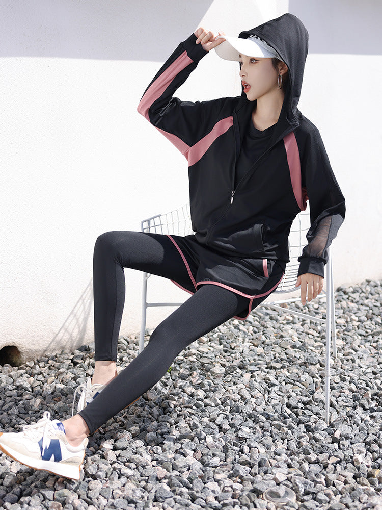 Yoga Fitness Clothing Tennis Suit Sports Running Gym Plus Size Fat mm Cover Belly Slimming Look Loose Factory Direct Sale